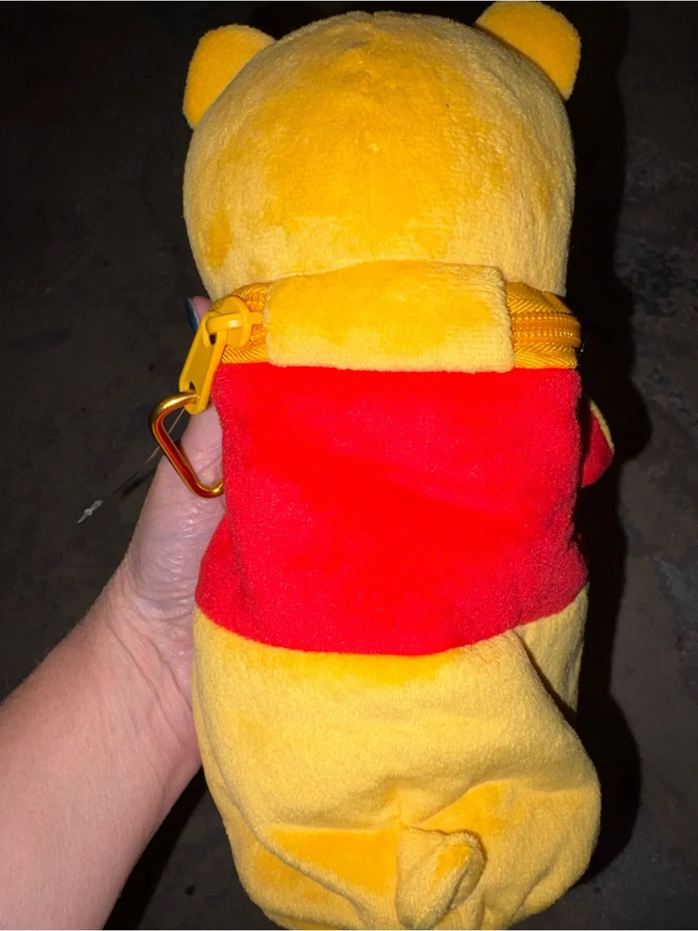 Japan Disney Yellow & Red Winnie the Pooh Plush Zipper Pouch